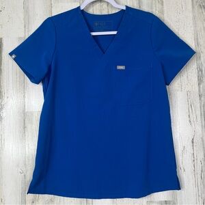FIGS Technical‎ Collection Scrub Uniform Top Women’s Size S Blue w Front Pocket